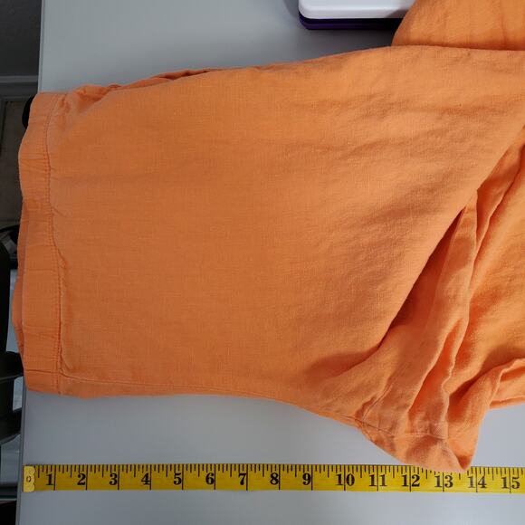 J. Jill Womens Pants Size Medium Petite Linen Wide Leg Ankle Cropped Orange - Picture 9 of 11